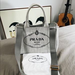 (SOLD) Prada Canapa Two Way Bi-Color Off-White/Gray (Limited edition color)